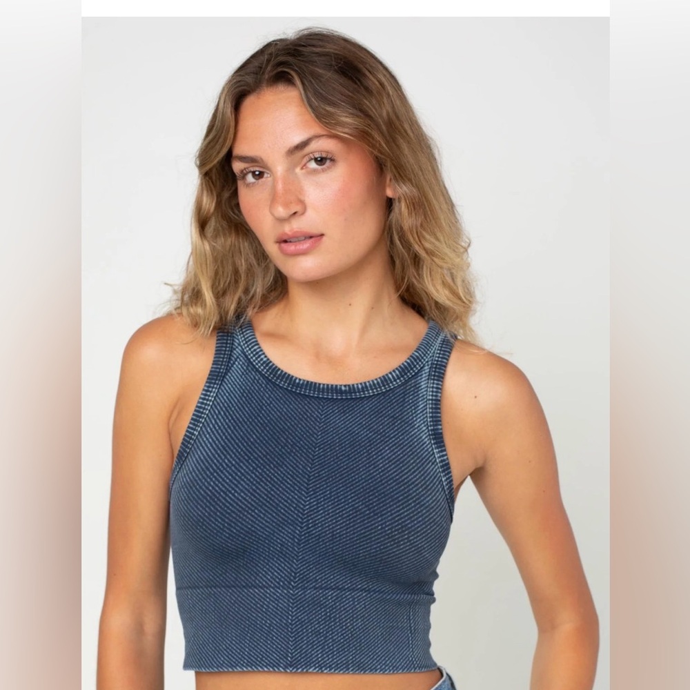 Vintage Chevron Hi-neck Crop Niki Biki